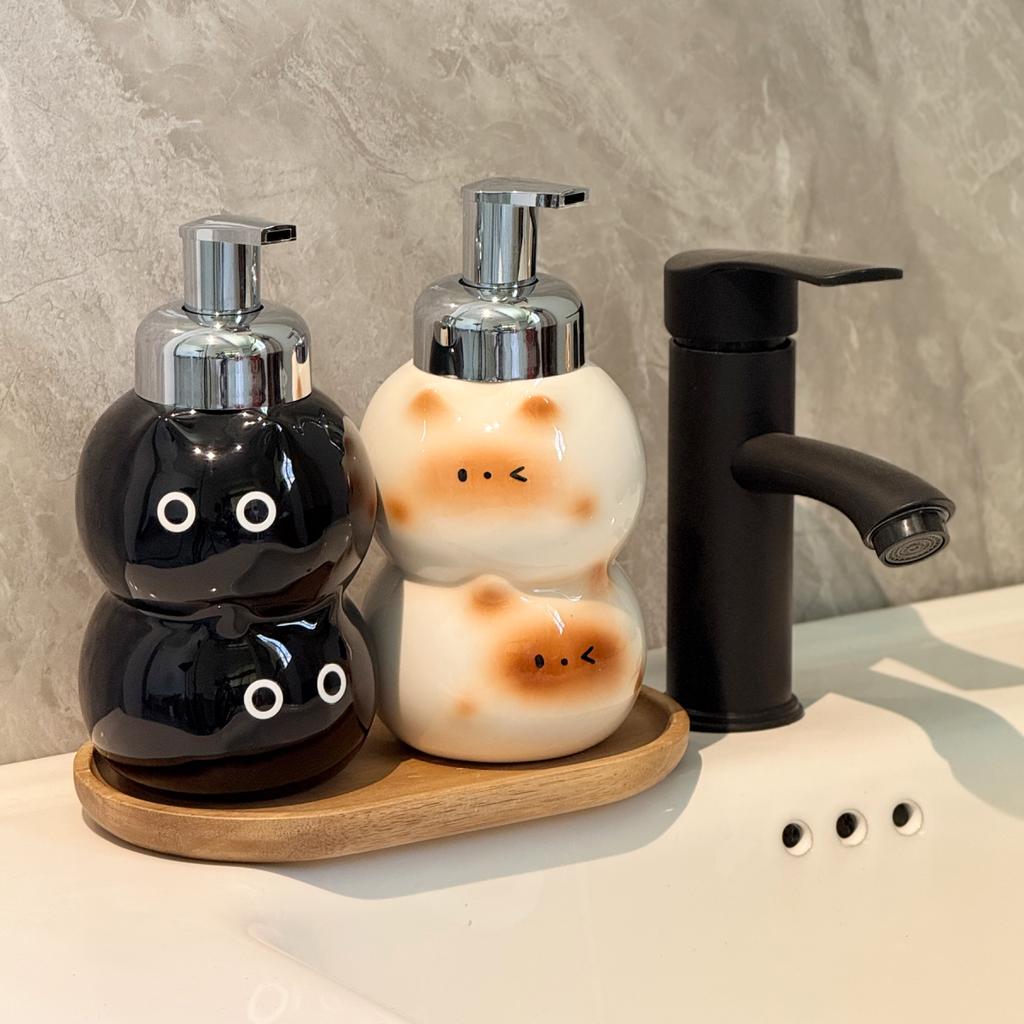 Siamese cat hand sanitizer foam separately bottled bathroom counter lovely press bottle shampoo bath bottle soap dispenser