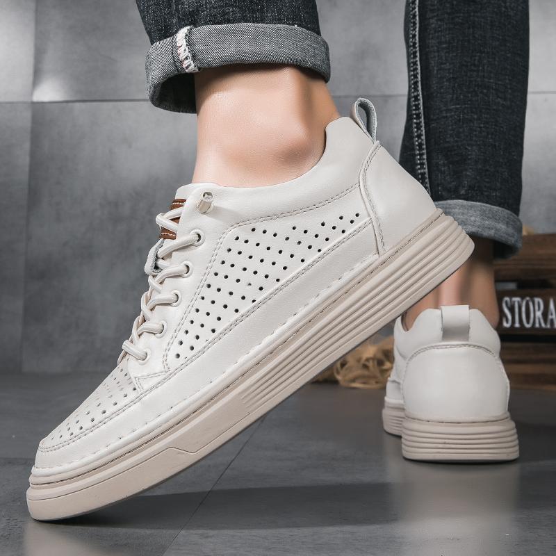 Fashion Luxury Brand Genuine Leather Men Breathable Board Shoes Comfy Casual Outdoor Walking Oxford Shoes New Flat Designer Lace-Up Shoe