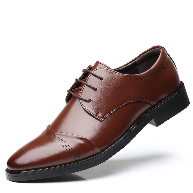 Formal Shoes Men's Elastic Leather Shoes Luxury Business Leather Shoes for Men Wedding Shoe Loafers Pointed Social Male Oxford