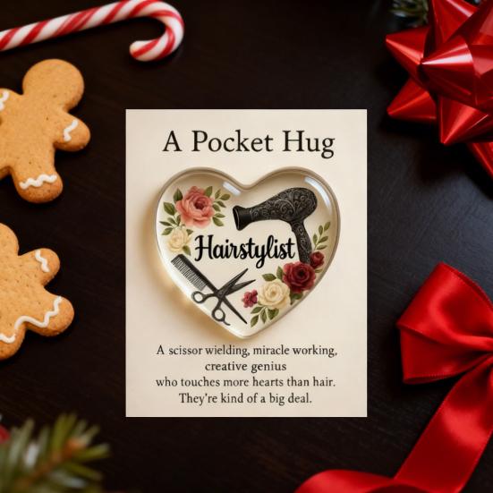 Yousheng Hairstylist Pocket Hug with Positive Card Emotional Support Heart Shaped Christmas Hair Stylist Pocket Token Encouragement Gift