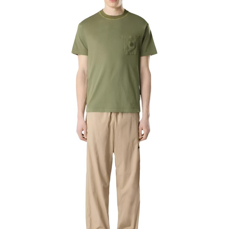 STONE ISLAND Ss26 Fissato Garment Dyed Logo Pocket Short Sleeve T-Shirt Men T-Shirt Washed-Green L1S152100032S0057-V015G