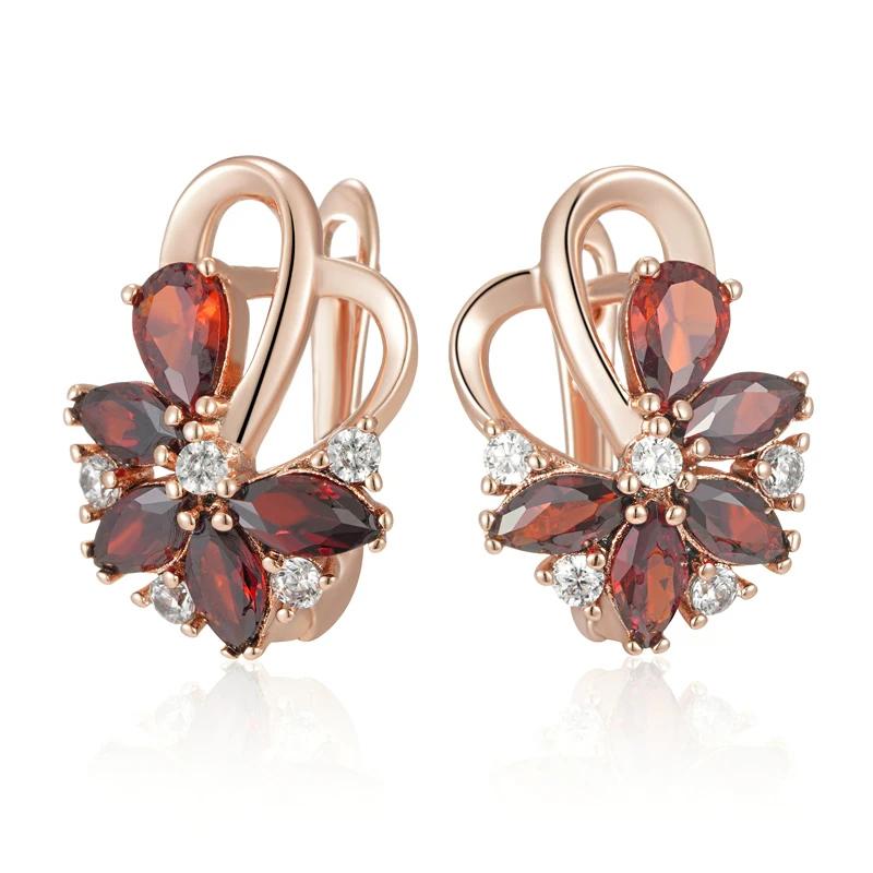 

Гранат Красный Цветок Циркон Серьги Для Женщин Модные Винтажные Ювелирные Изделия Роскошные Свадебные Аксессуары Для Вечеринки красный