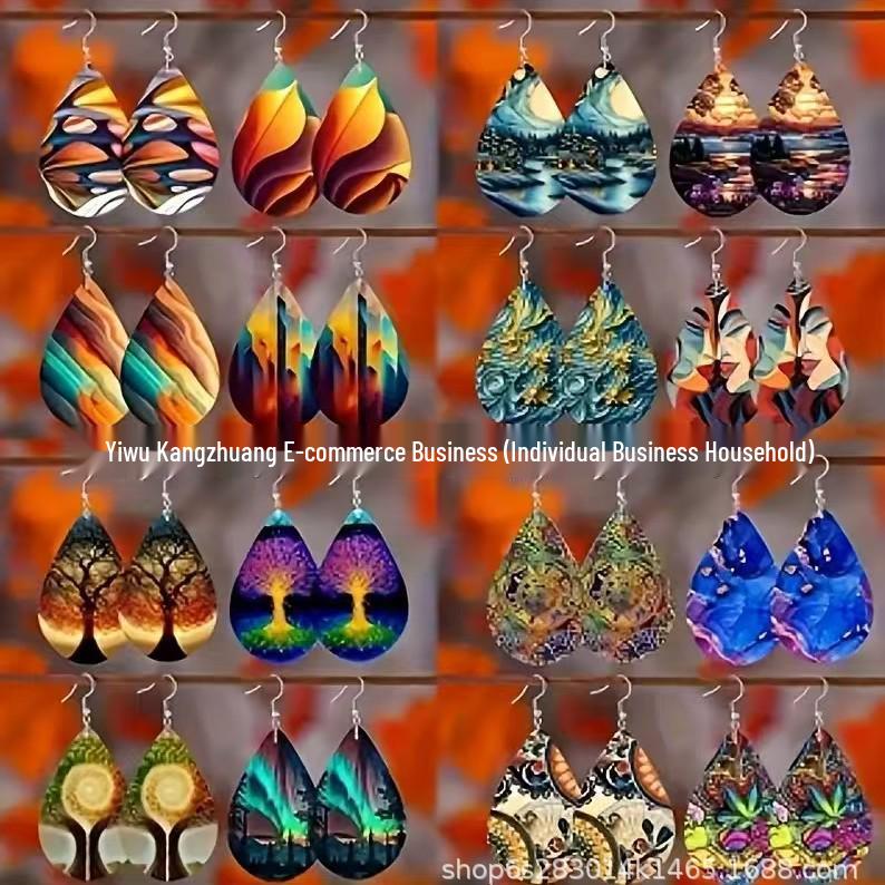 Colorful Acrylic Water Drop Earrings - Abstract Iridescent Design, Fashionable and Simple Style.