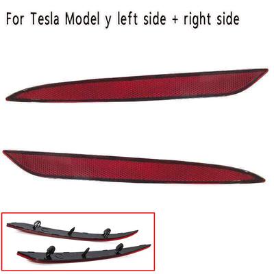 Pair For Tesla Model Y Left Side Right Side Tail Rear Bumper Reflector Red