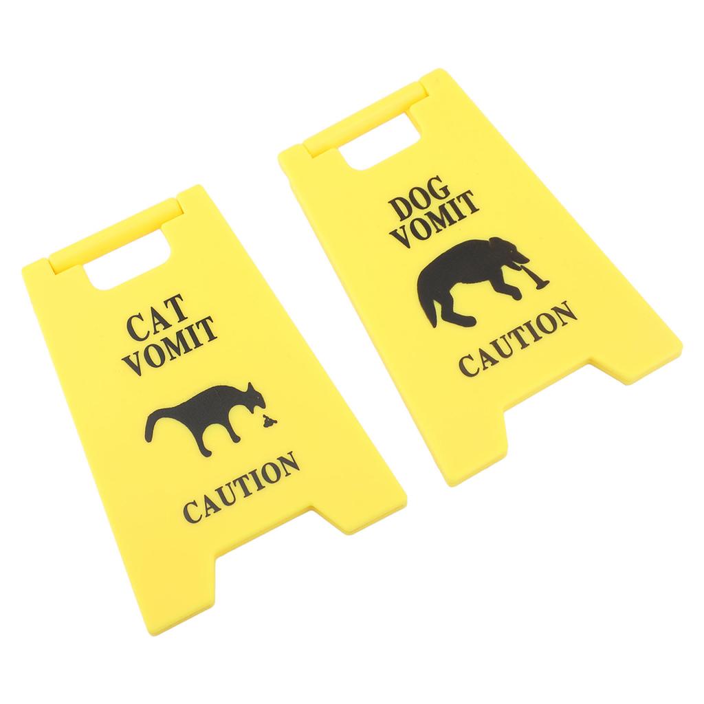 2PCS Cat and Dog Vomit Signs 4 Inch Cat Vomit Caution Sign Funny Cat Dog Warning Sign Decoration For Cat Dog Lovers Yellow