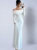 European & American Spring Satin Silk Off-Shoulder Stretch Dress