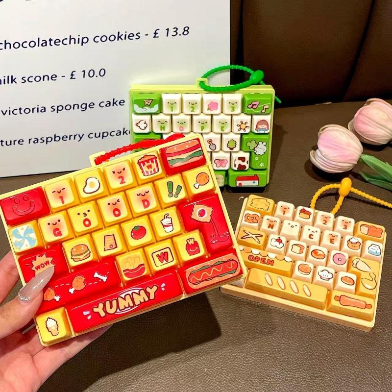 Cute Cartoon 26 Key Keyboard Stress Relief Squeeze Toy Portable Hanging Pendant for Kids Adults Easter Basket Stuffers