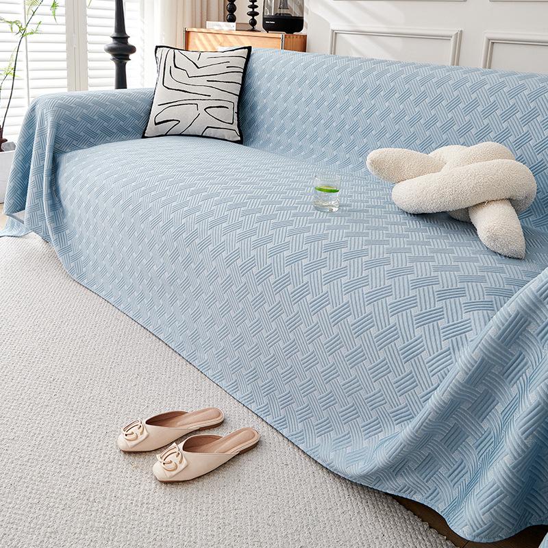 

Solid Color Cream Style Sofa Cover Towel Summer Cool Dust Cover Full Cover Non-Slip Sofa Cover Universal Cover 180*130cm