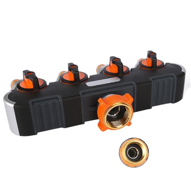 Garden Hose Splitter 4 Way Water Hose Connector with Shut Off Valves Leakproof Faucet Adapter for Drip Irrigation Lawns