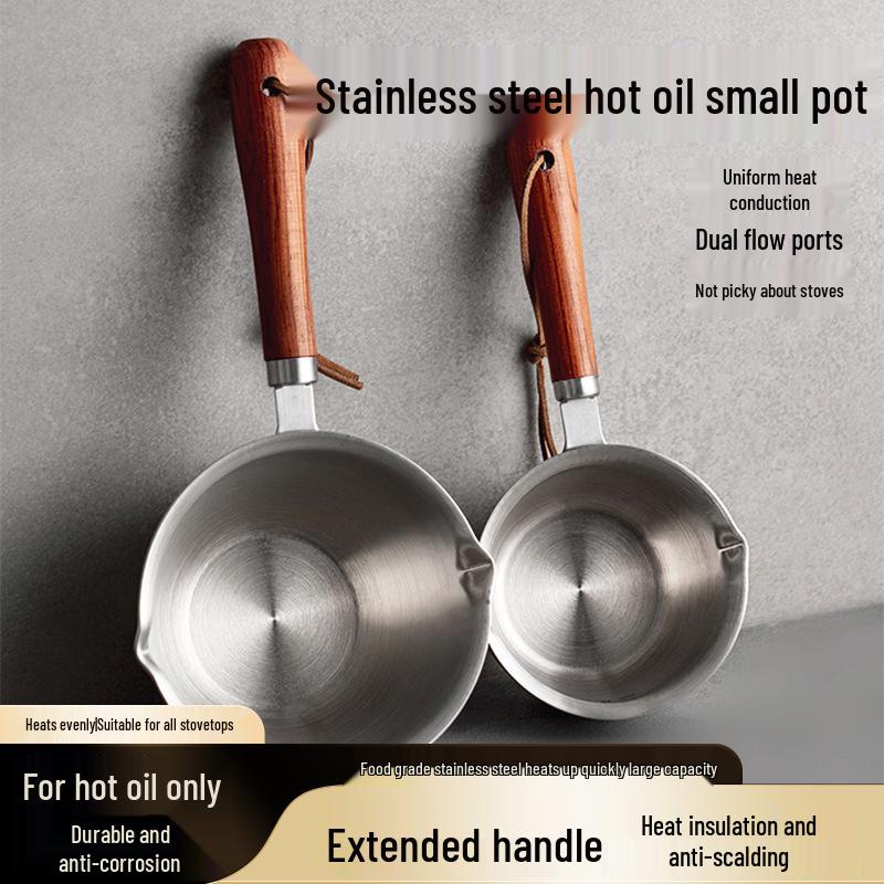 Stainless Steel Multi-Purpose Mini Oil Pot with Splash-Proof Design