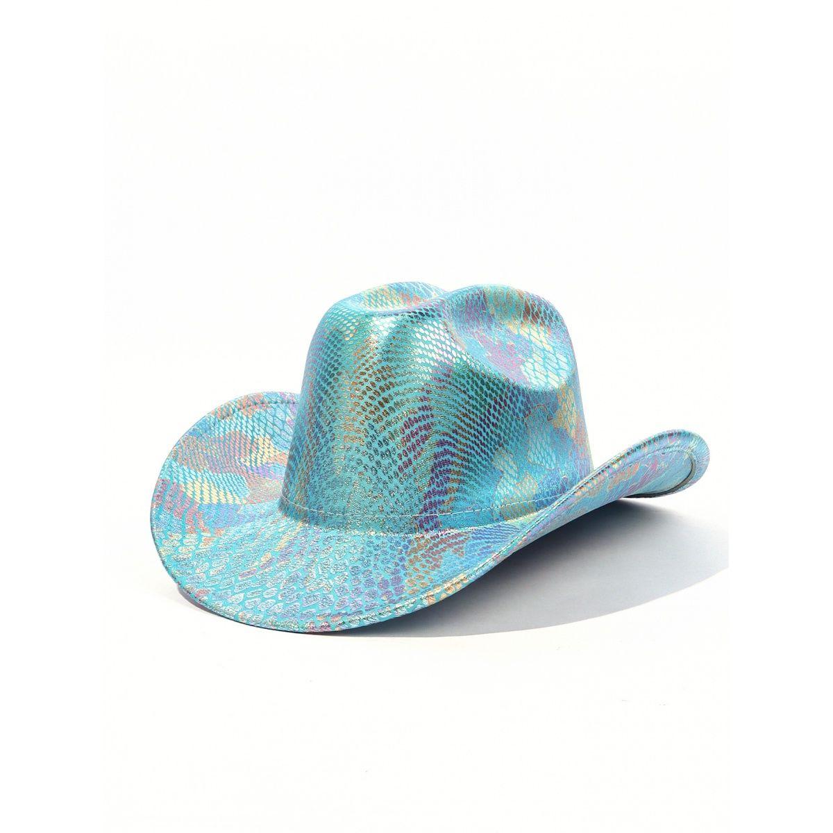 

Яркая ковбойская шляпа для вечеринки, флуоресцентная шляпа рыцаря с большими полями, цилиндр в стиле вестерн One size зелёный