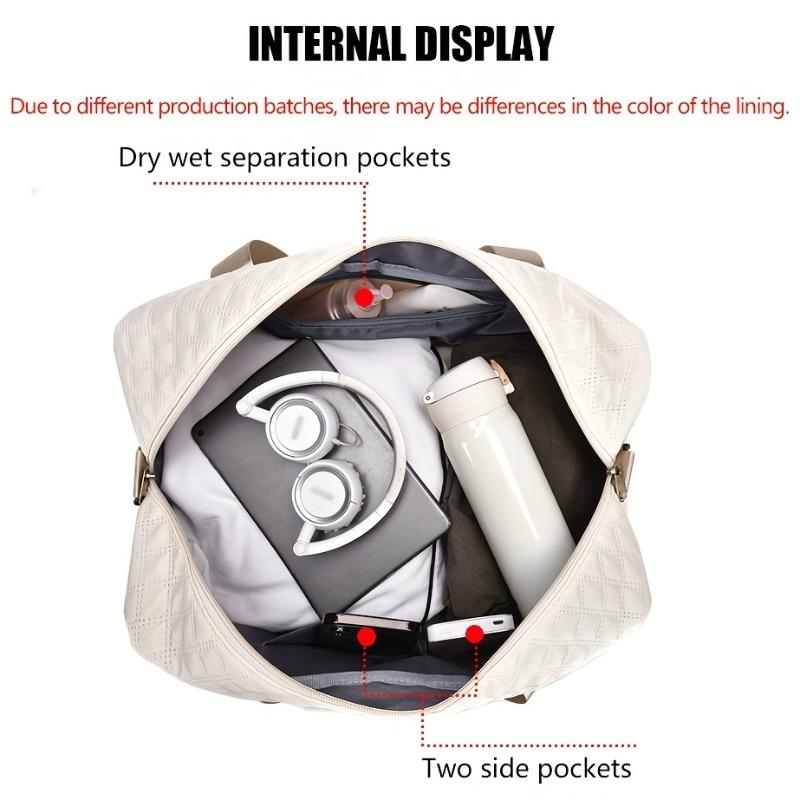 Casual Nylon Travel Luggage Bag,  Large Capacity Sports And Fitness Storage, Multi Pocket Portable Weekender Overnight Bag