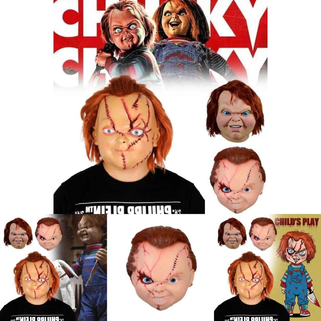 Childs Play Halloween Latex Mask With Blood Effect For Horror Party Cosplay