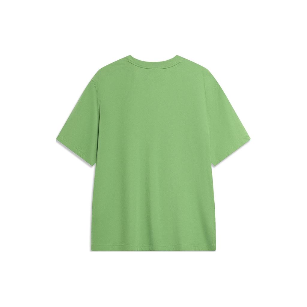 Tricou casual cu mânecă scurtă, gât rotund, culoare uni, seria Li Ning China, pentru bărbați, topuri, verde mușchi de piatră AHSU297-10