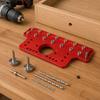 Cabinet Hole Drilling Guide with Aluminum Plate, Guide Bushings and Metal Parts for Shelf Pin Layout and Furniture Assembly Work Tasks