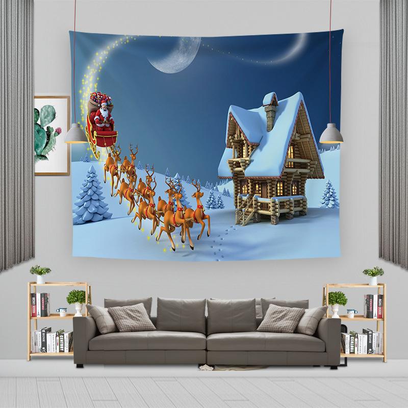 Cartoon Weihnachtsmann Wandbehang Wandteppich Frohe Weihnachten Wandteppich Hintergrundtuch Polyester Fröhliche Frohe Weihnachten Wandteppiche