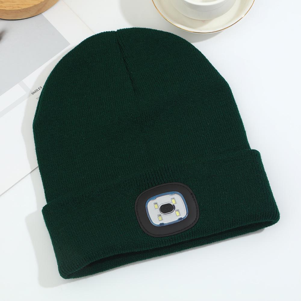 Dobíjecí LED vlněná pletená čepice pro venkovní sporty a cyklistiku