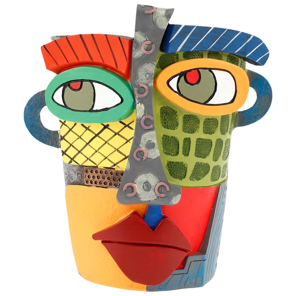 Abstract Face Resin Flower Pot Colorful Artistic Planter with Handle Portable Home Decor Plant Container Funny Face Flower Pot