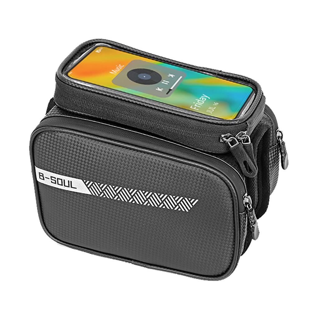 

B-SOUL Mountain Bike Top Tube Bag Reflective Pattern Bicycle Front Frame Bag Carrier Pack Large Capacity Cycling Accessories