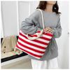 New Striped Large Capacity Shopping Bag Compilation Tote Bag