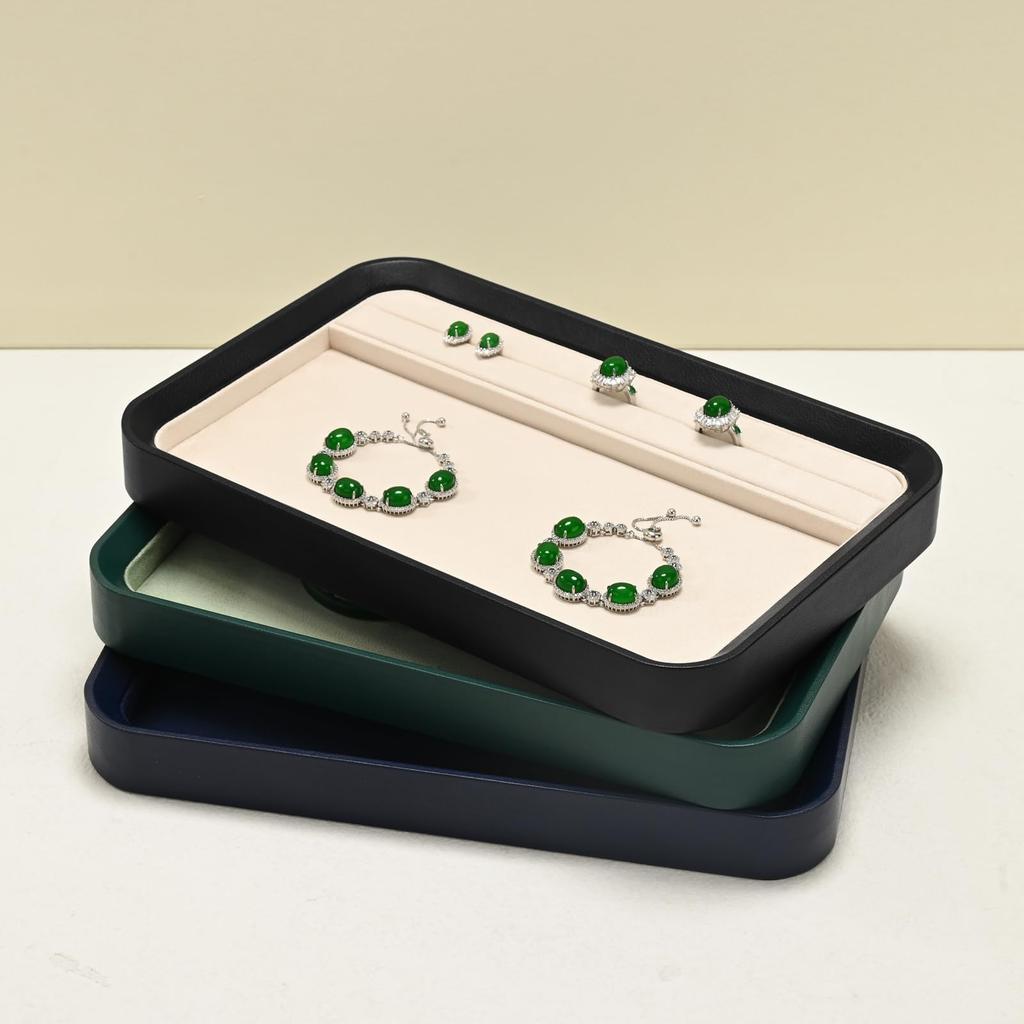 Oirlv Jewelry Tray with Ring PU for Commercial Home Qualified Invoice P21602 Grooves, Leather, Watches, Bangles, Necklaces, Storage, Display,