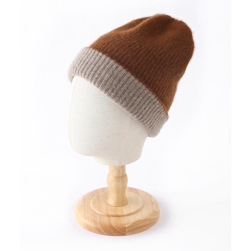 100% Cashmere Double Layer Beanie Hat Double Sided Knit Warm Winter Two Tone Reversible Multi Color Versatile Headwear Cap