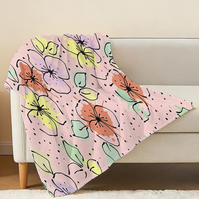 Floral Series Thick & Warm Flannel Blanket – Soft, Skin-Friendly, Cozy for Home, Couch, Guest Room, Holiday Decor (Christmas, Halloween)