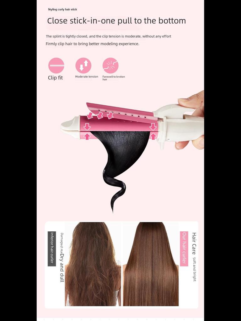 Dual-Purpose Curling Iron for Women: Large Barrel for Curls and Straightening, Protects Hair, Perfect for Lazy Bangs Styling.