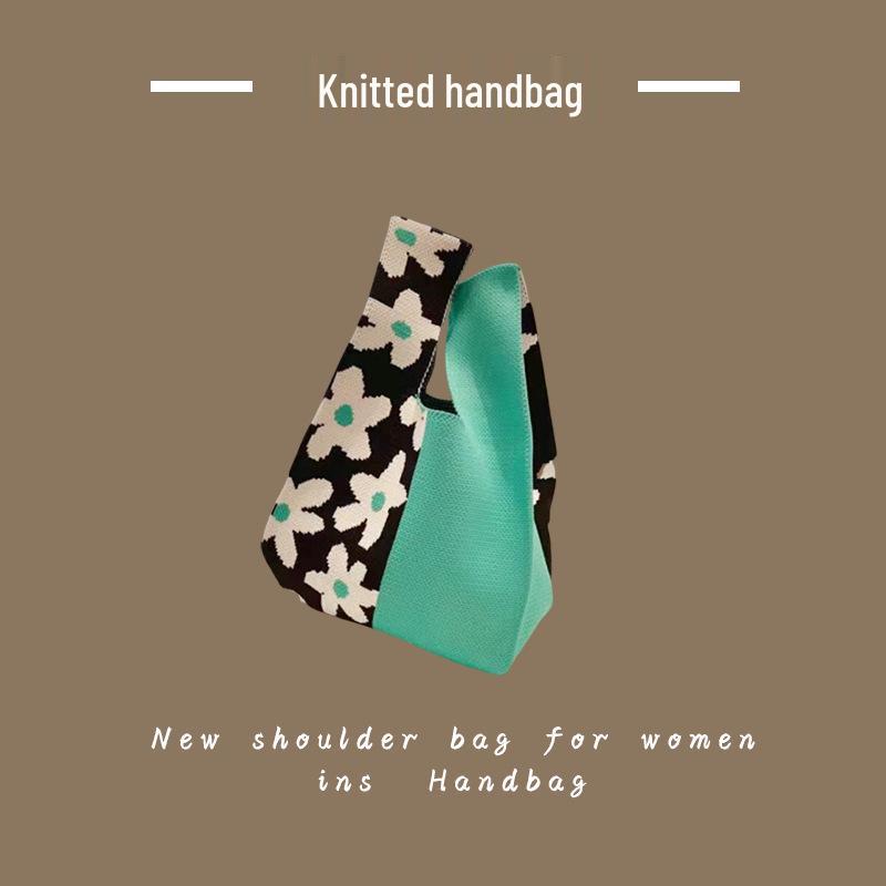 Trendy Women's Knitted Wool Bucket Handbag - Casual Tote & Lunch Box Bag