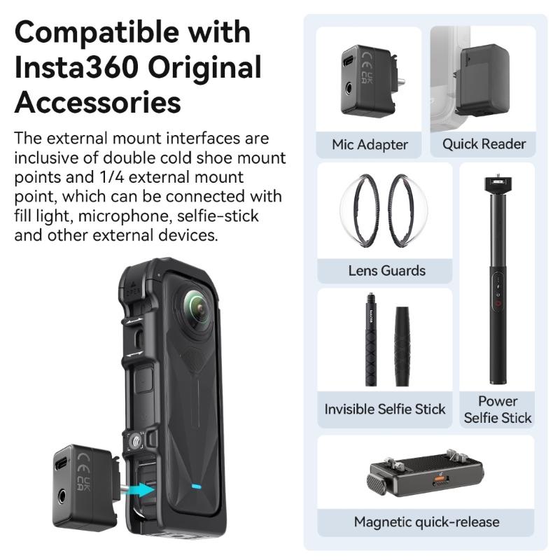 Fast Detachable Camera Cage Housing Shockproof For X5 Cameras Frames Enhances Heat Dissipation Mounting Systems