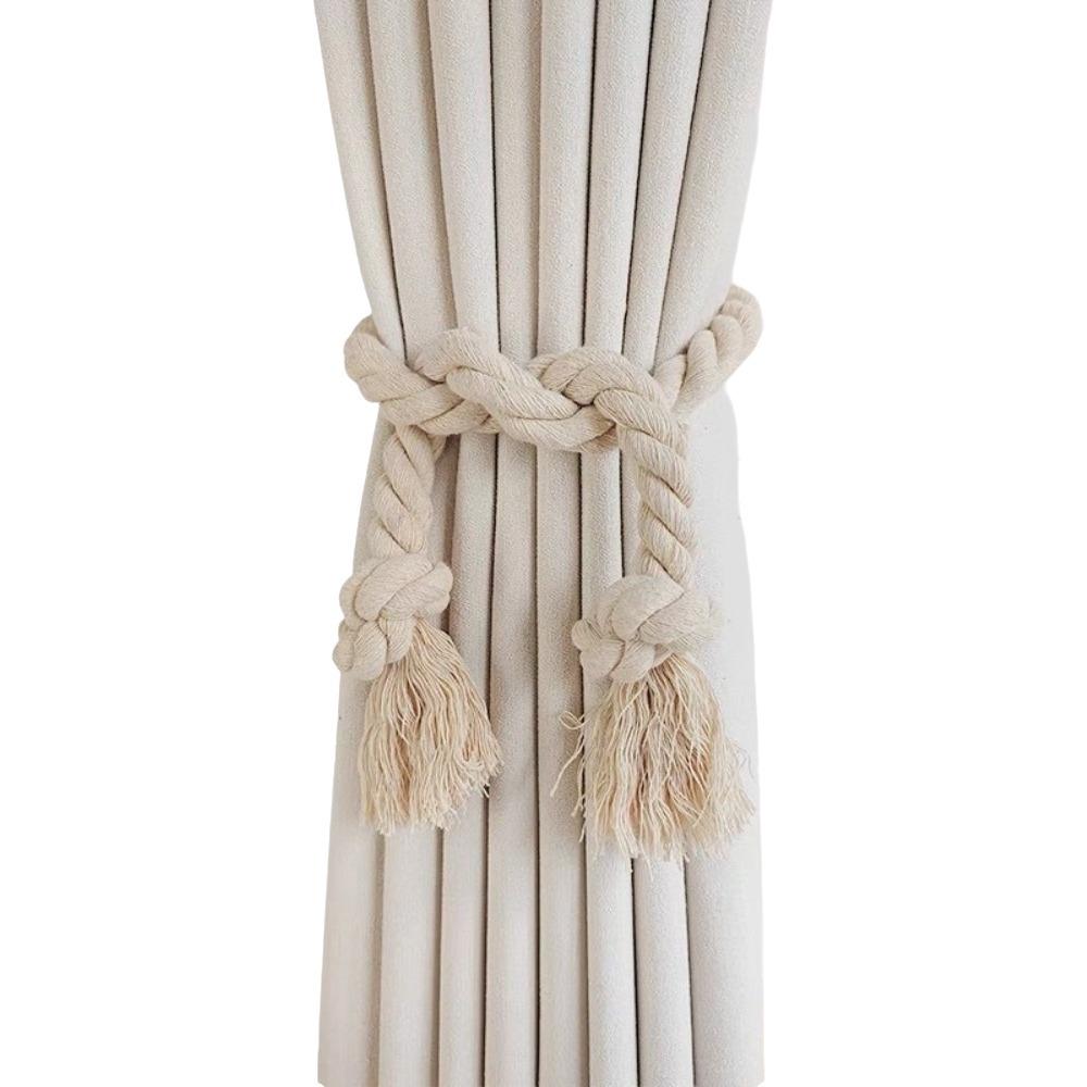 Solid Color Curtain Rope Rope Weave Cotton Rope Buckle Aesthetic Curtain Holder Clips Home Decor