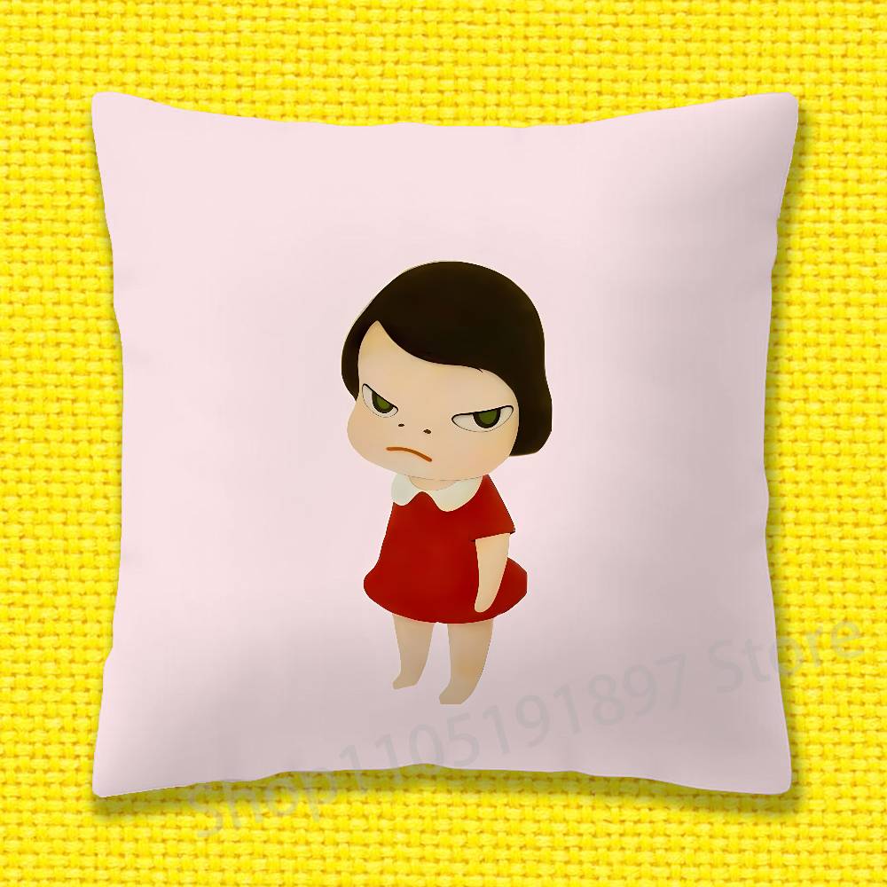 Japanisches Mädchen Y-Yoshitomo Nara Kissenbezug Für 50x50cm 30x30cm 55x55cm 45x45cm 40x40cm Quadratischer Bettkissenbezug