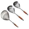 Stainless Steel Large Colander with Extended Handle Fine Leak Holes Soup Pot Strainer for Oil Draining And Skimming Rust-Resistant Strainer Spoon