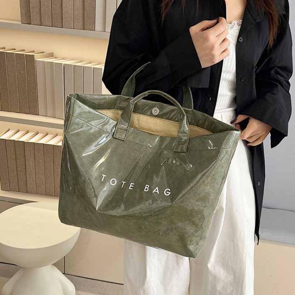 Summer Transparent Jelly Bag Storage Bag Letter Prints Handbags Waterproof PVC Tote Bag  Sports