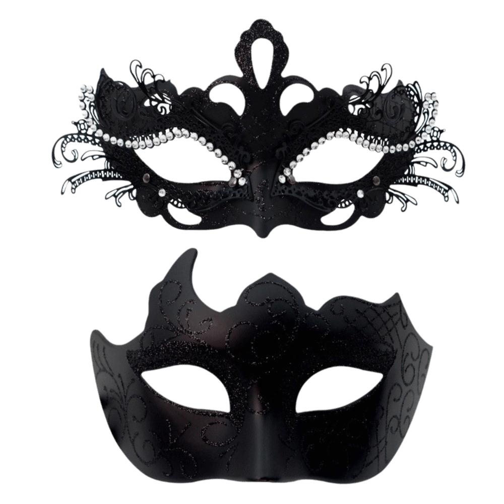 2 Stück Spitzenbemalte Maske Farbverlauf Glitzer Augenmaske Gotisches Elegantes Halbgesichtsmasken-Set Maskenballparty