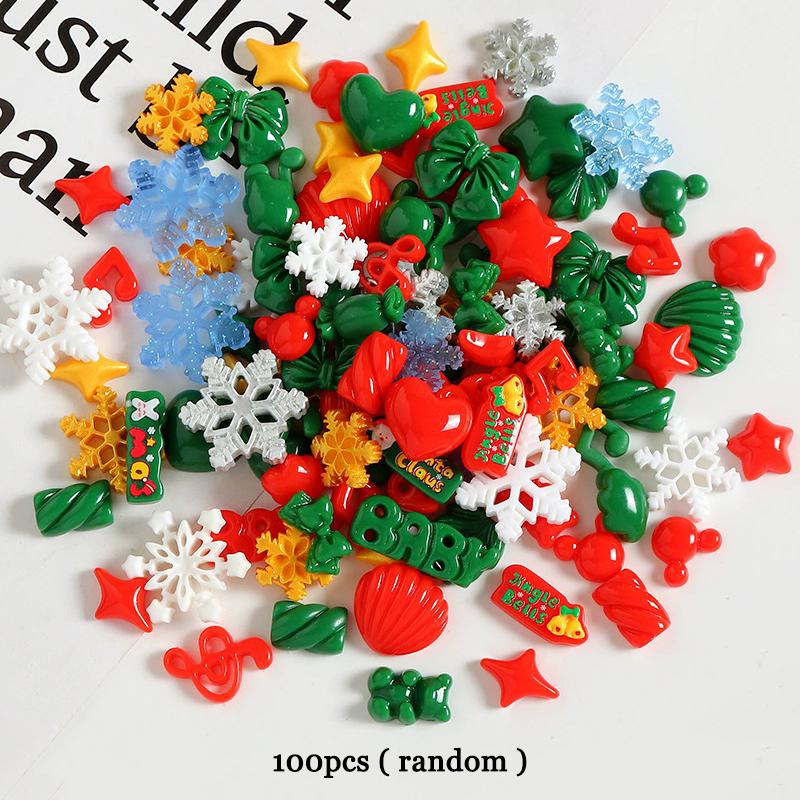 

WTEMPO Christmas New Year Mini Resin Christmas Charms Flatback DIY Scrapbooking Ornaments Craft Supplies for Nail Art Holiday Decorations Party Favors random*100pcs разноцветный