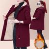 Giacca da donna autunnale e invernale con fodera in pile, ispessita, in lana d'agnello, cardigan a lunghezza media, felpa
