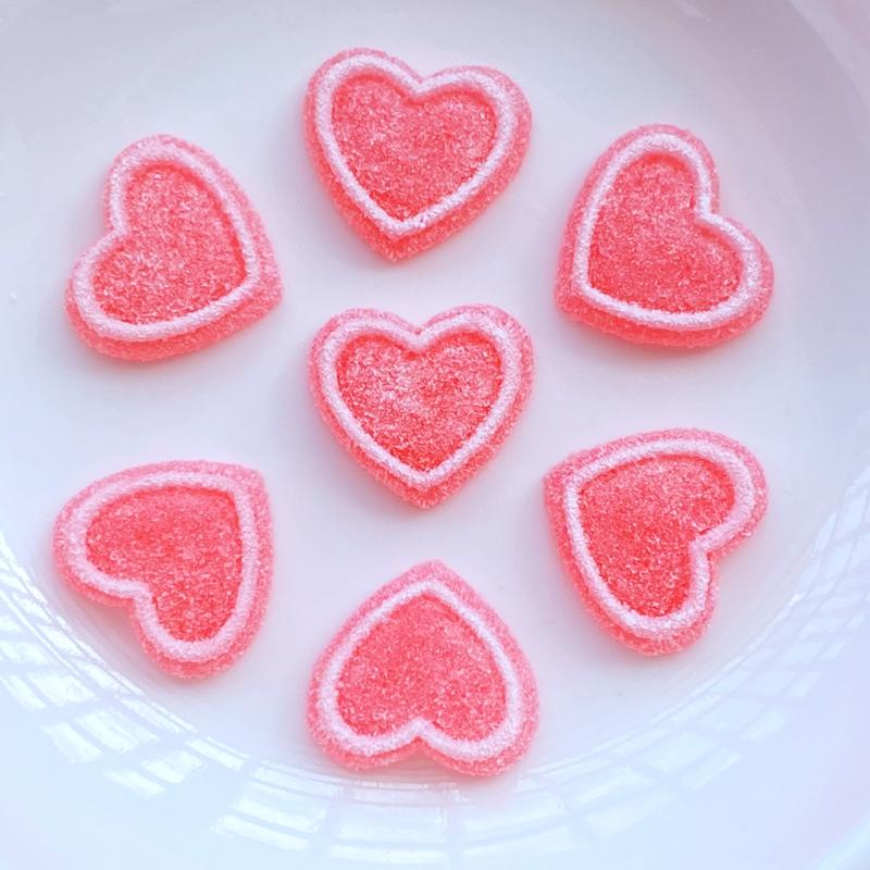 20Pcs New Cute Simulated Heart-shaped Fudge Flat Back Resin Cabochons Scrapbooking DIY Jewelry Craft Decoration Accessorie