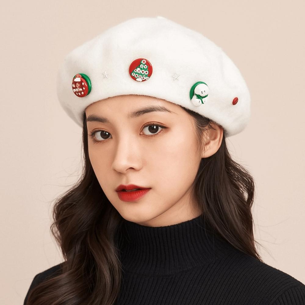 Woolen Christmas Beret Solid Color Painter Hat Artist Hat Wool Beret  Girl