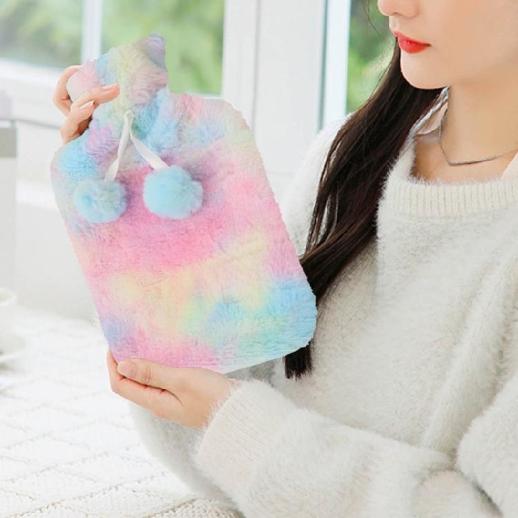 2 Litre Plush Hot Water Bottle with Cover Protector Anti-Scald Hot Water Bag 2000ml Warm Lasting Bottle Bag Container