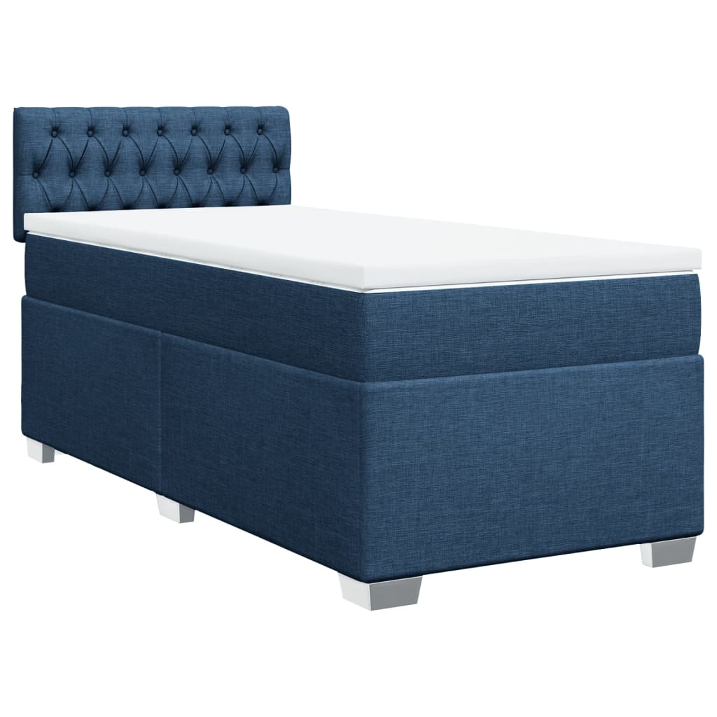 Vidaxl Letto Continentale Con Materasso, Blu, Tessuto 100X200 Cm