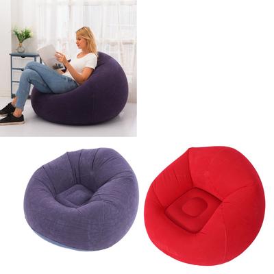 1Pc Inflatable Lounge Chair Sofa Flocking PVC Portable Folding Blow Up Sofa for Living Room Bedroom Balcony Office Travel