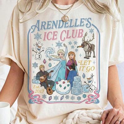 Arendelle's Ice Club Shirt, Retro Elsa and Anna Tee, Vintage Magical Family Vacation Shirt, Cute Pastel Frozen Comfort Colors Tee