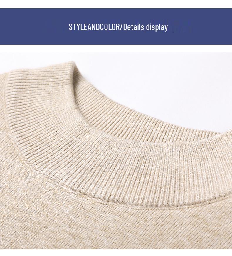 Men's Fleece-Lined Sweater with Half-High Neck, Soft & Close-Fitting, Thick Imitation Mink Knitwear for Middle-Aged & Young Men
