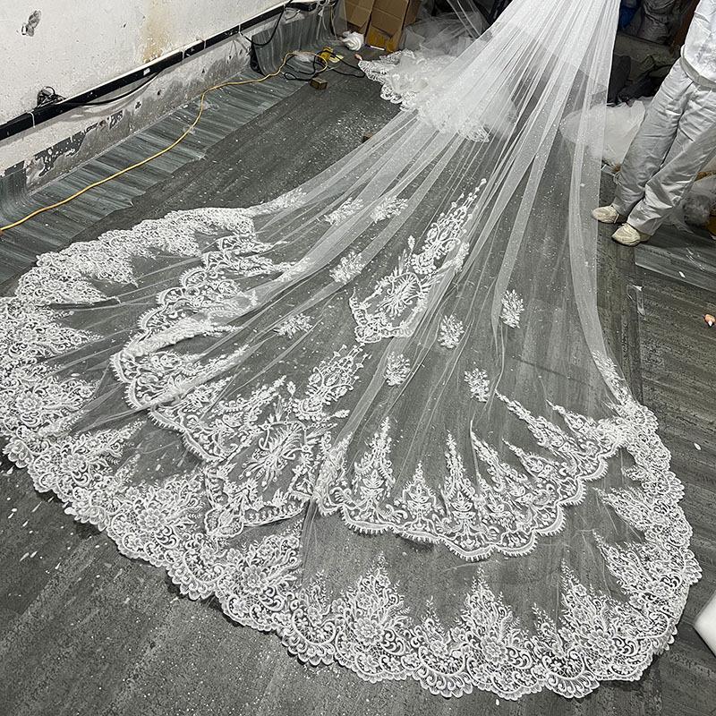 

Bridal Double Layer Retro Lace Veil - Elegant, Long Wedding Photo Prop 3.5*3m Double Layer Veil слоновая кость/белый