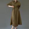 New Arrivals Open Run Women Trench Long Shirt Strap Adjustable Autumn Dress