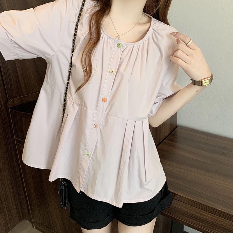 2026 Summer Plus Size Women s Korean Fashion Loose Slimming Round Neck Cotton Short Sleeve Top 3XL
