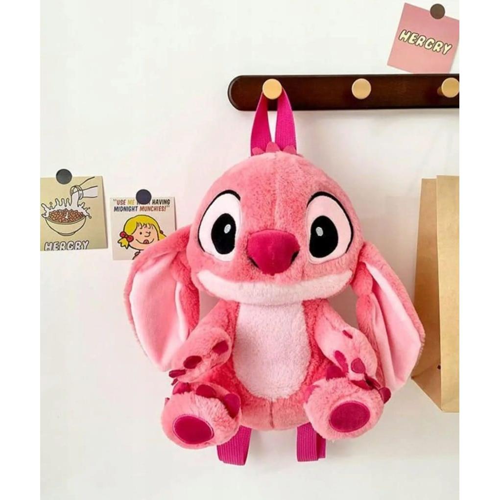 Angel Stitch Kids Backpack 30cm Pink, Soft Kindergarten Backpack for Preschoolers, Comfortable Daily Use School Bag