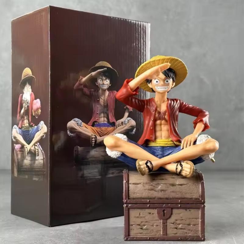 

In Stock New Cartoon One Piece Anime Figure Flag Cake Luffy Figures Three Brothers Series Collection Model Toy Holiday Gifts Kid Friendly Entertaining