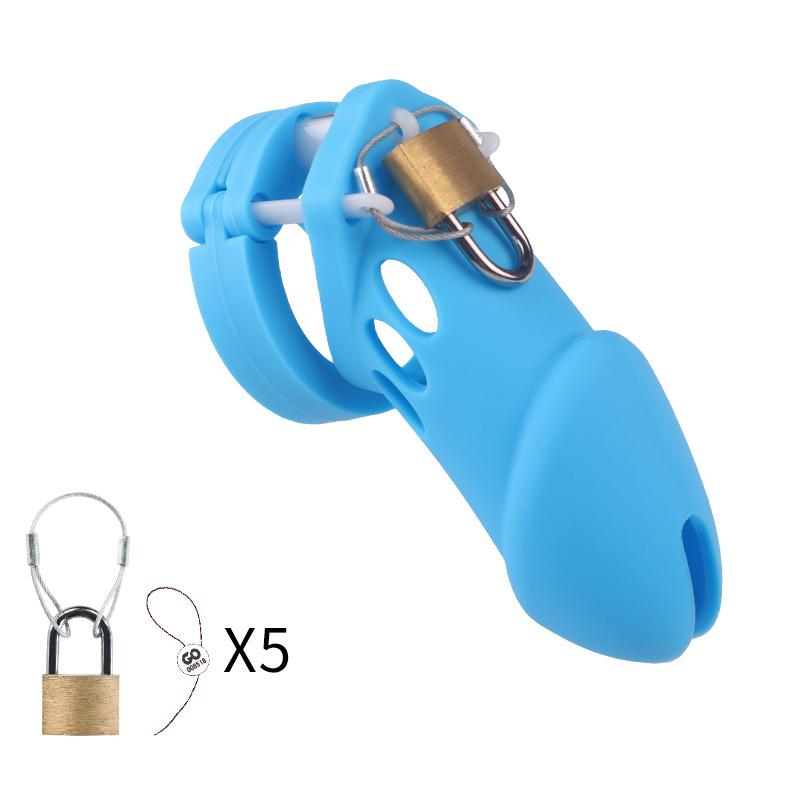 7 Colors Silicone Male Chastity Device Cock Cage Sex Toys With 5 Penis Ring Prevent Breaking Free Standard Short Cages Sex